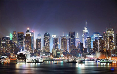 Image of City At Night Wallpaper Mural, Custom Sizes Available Wall Murals Maughon's