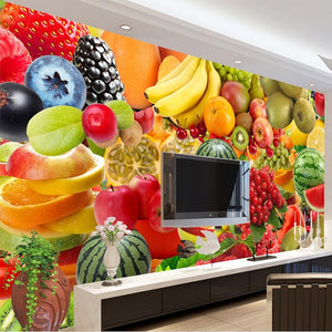 Colorful Fruits Wallpaper Mural, Custom Sizes Availalbe