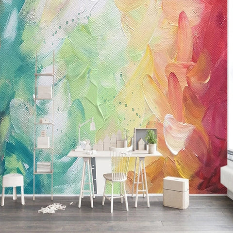 Image of Colorful Paint Abstract Wallpaper Mural, Custom Sizes Available Wall Murals Maughon's Waterproof Canvas