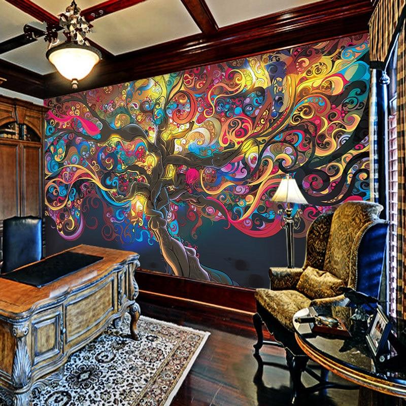 Colorful Tree of Life Wallpaper Mural, Custom Sizes Available Wall Murals Maughon's