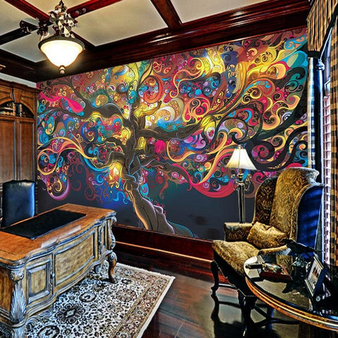 Image of Colorful Tree of Life Wallpaper Mural, Custom Sizes Available Wall Murals Maughon's