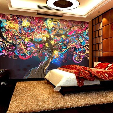 Image of Colorful Tree of Life Wallpaper Mural, Custom Sizes Available Wall Murals Maughon's