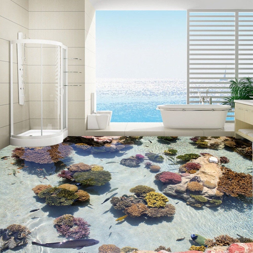 Coral Lagoon Self Adhesive Floor Mural, Custom Sizes Available Floor Murals Maughon's