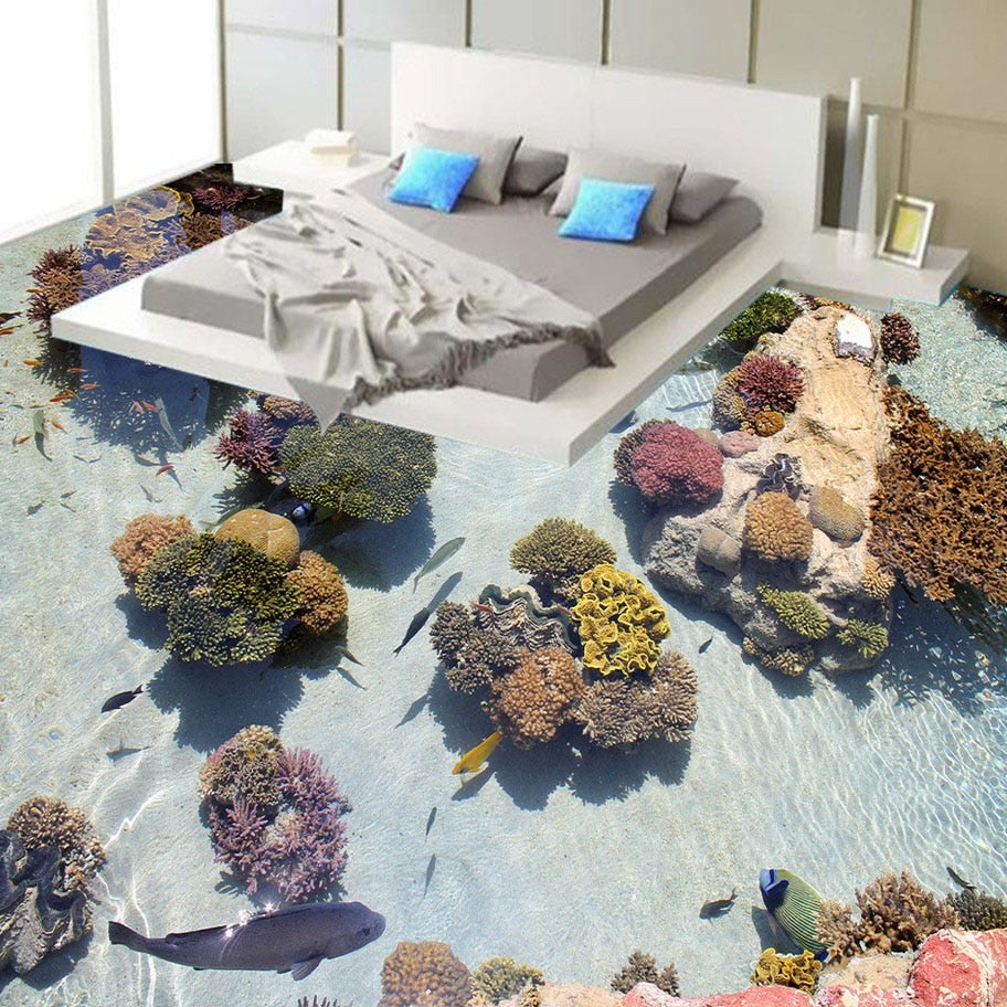 Coral Lagoon Self Adhesive Floor Mural, Custom Sizes Available Floor Murals Maughon's