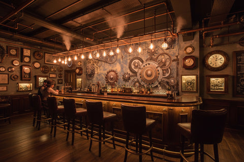 Image of Custom Photo Mural 3D Stereoscopic Retro Nostalgic Creative Mechanical Gear KTV Bar Cafe Restaurant Background Art Wall Painting Maughon's