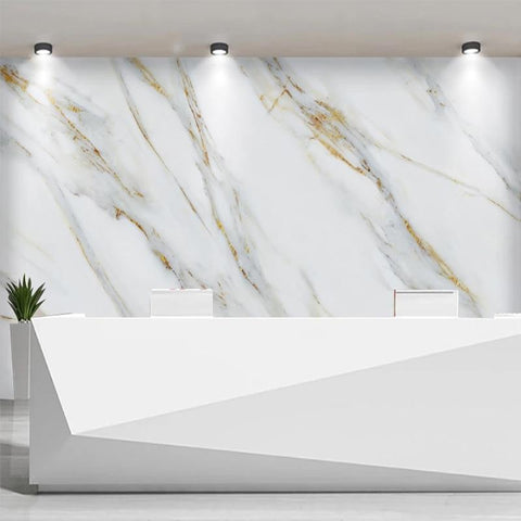 Image of Custom Photo Wallpaper Modern Jazz White Marble Wallpaper 3D Golden Stripe Stone Texture Mural Office Reception Wall Papers 3 D Wall Murals Maughon's 