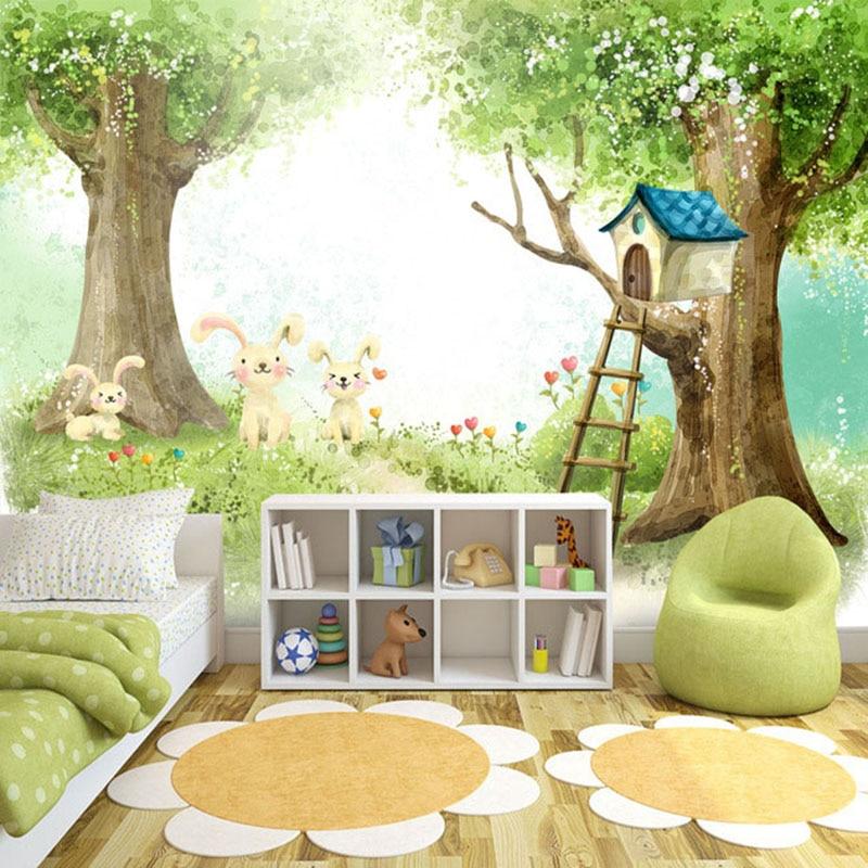 Cute Cartoon Animals and Trees Kid's Wallpaper Mural, Custom Sizes Available Maughon's