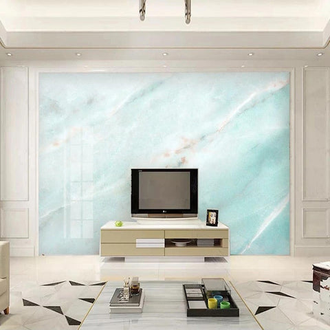 Image of Cyan Marble With Veins Wallpaper Mural, Custom Sizes Available Wall Murals Maughon's