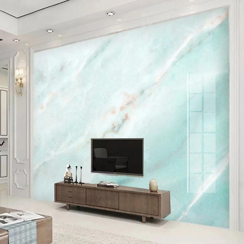 Cyan Marble With Veins Wallpaper Mural, Custom Sizes Available Wall Murals Maughon's Waterproof Canvas