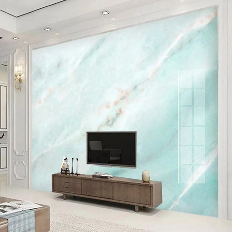 Image of Cyan Marble With Veins Wallpaper Mural, Custom Sizes Available Wall Murals Maughon's Waterproof Canvas 