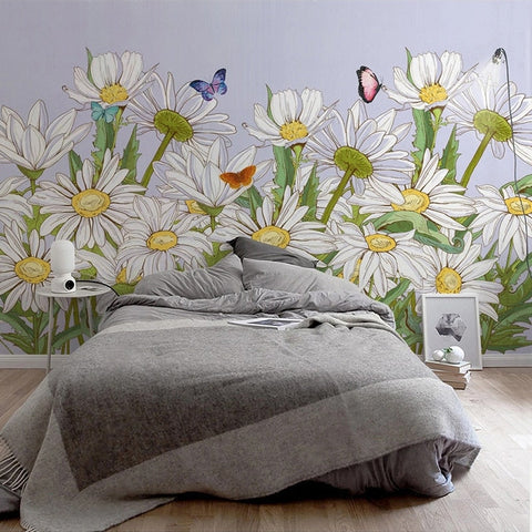 Image of Daisies and Butterflies Wallpaper Mural. Custom Sizes Available Maughon's