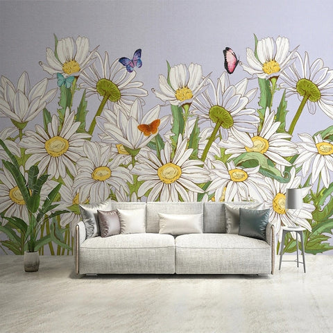 Image of Daisies and Butterflies Wallpaper Mural. Custom Sizes Available Maughon's