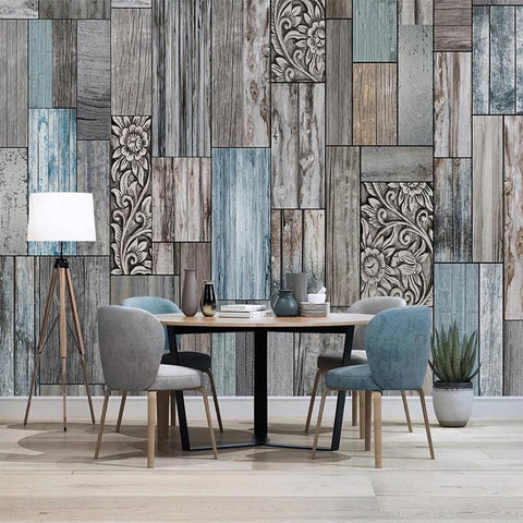 Image of Decorative Old Wooden Board Wallpaper Mural, Custom Sizes Available Wall Murals Maughon's 