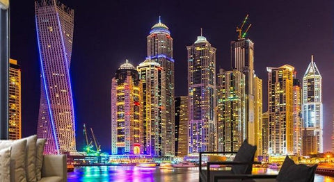 Image of Dubai at Night Wallpaper Mural, Custom Sizes Available Household-Wallpaper Maughon's