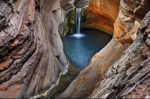 Image of Beautiful Cavern Waterfall Wallpaper Mural, Custom Sizes Available