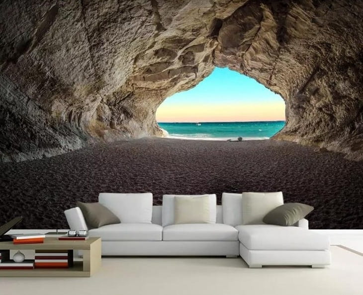Seaside Cave Wallpaper Mural, Custom Sizes Available