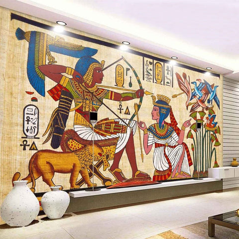 Image of Egyptian Pharaoh With Bow Wallpaper Mural, Custom Sizes Available Wall Murals Maughon's Waterproof Canvas