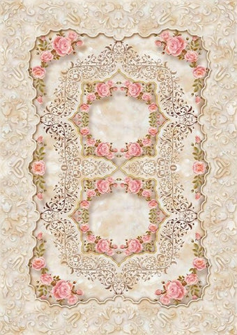 Image of Elegant Marble with Pink Flowers Floor Mural, Custom Sizes Available Maughon's