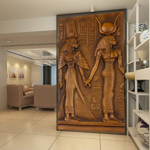 Image of Embossed Egyptian Pharaoh And Queen Wallpaper Mural, Custom Sizes Available Household-Wallpaper Maughon's