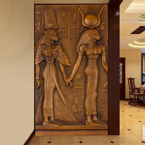 Image of Embossed Egyptian Pharaoh And Queen Wallpaper Mural, Custom Sizes Available Household-Wallpaper Maughon's