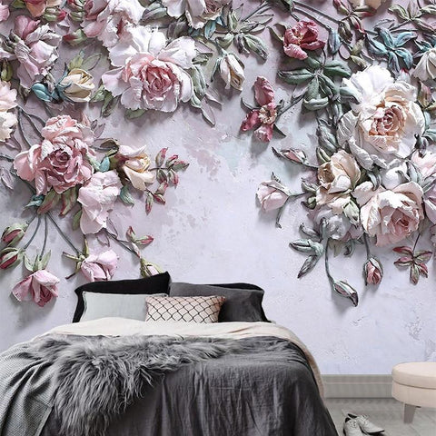 Image of Enchanting 3D Rose Wallpaper Mural, Custom Sizes Available Maughon's