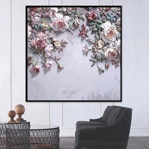 3D Rose Relief Wallpaper Mural, Custom Sizes Available