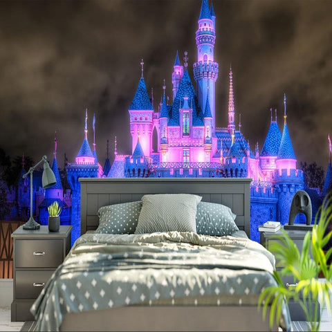 Image of Enchanting Lit Castle Wallpaper Mural, Custom Sizes Available Wall Murals Maughon's