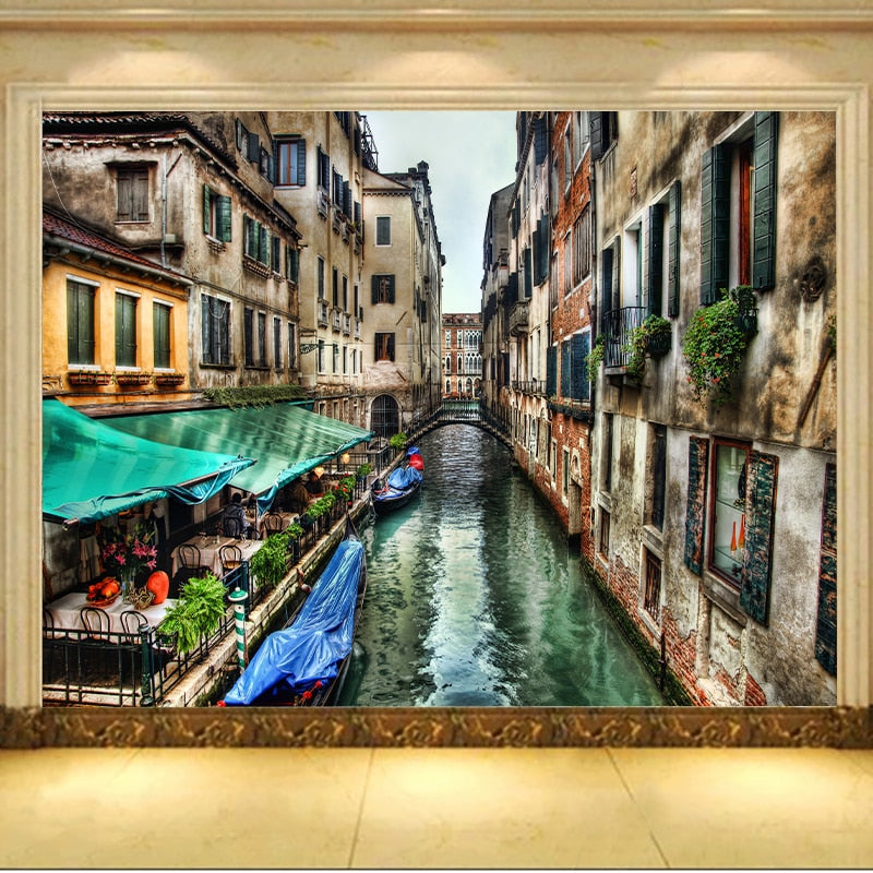 Enchanting Venice Canal Wallpaper Mural, Custom Sizes Available Wall Murals Maughon's