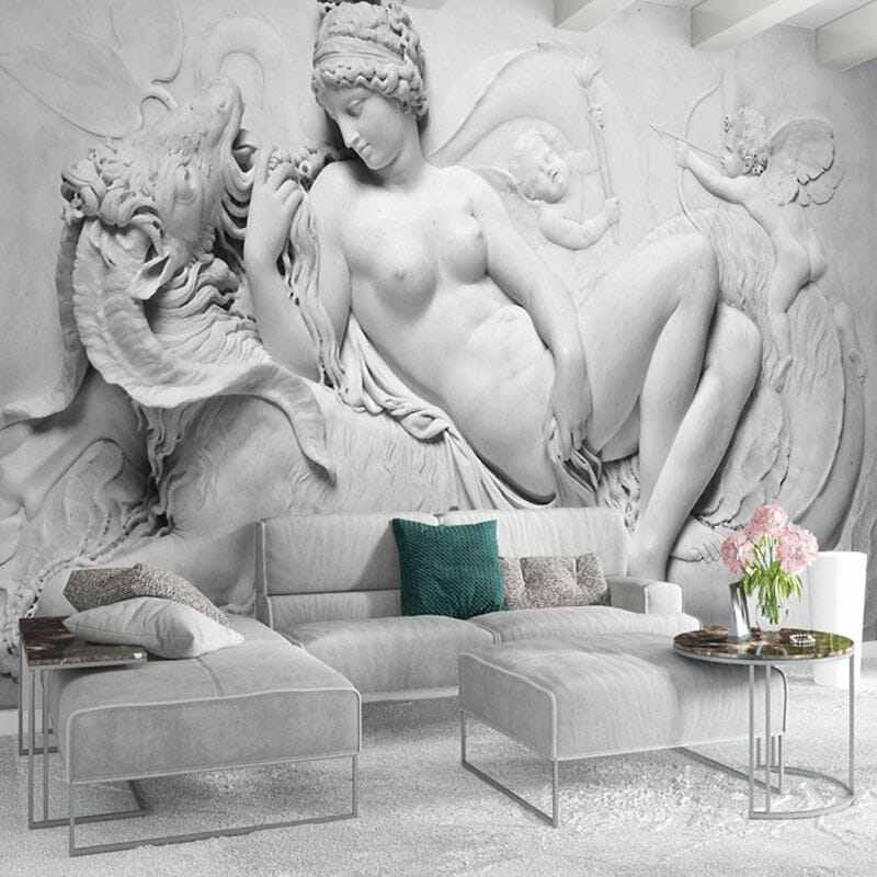 Europa On the Bull Sculpture Relief Wallpaper Mural, Custom Sizes Available Wall Murals Maughon's