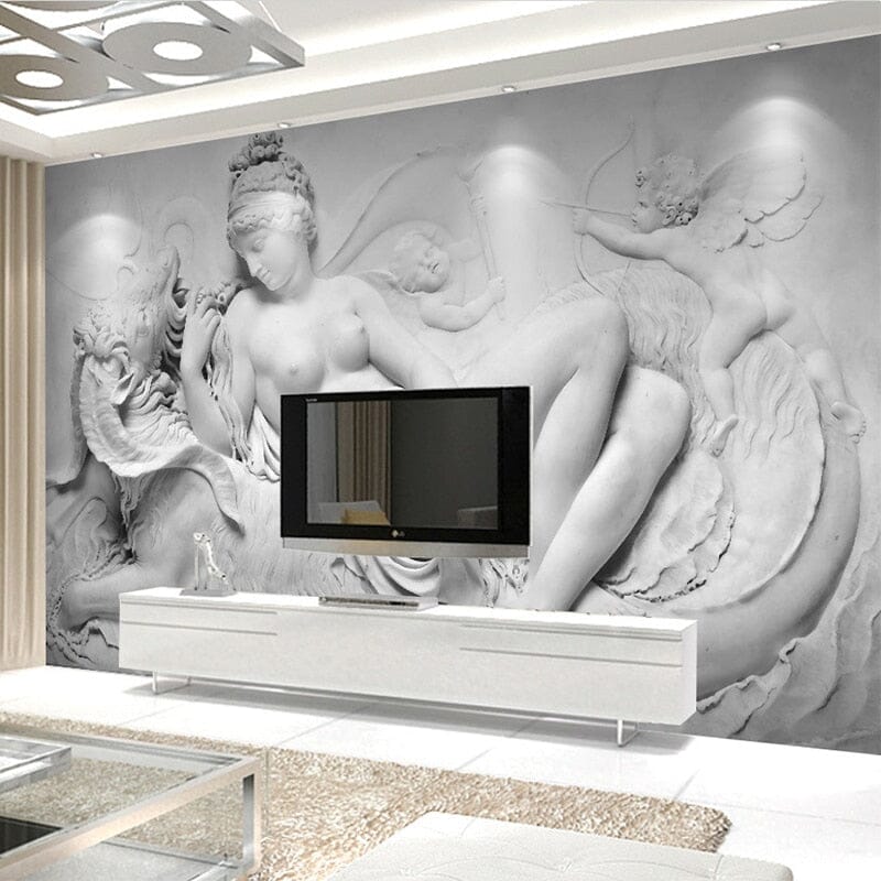 Europa On the Bull Sculpture Relief Wallpaper Mural, Custom Sizes Available Wall Murals Maughon's
