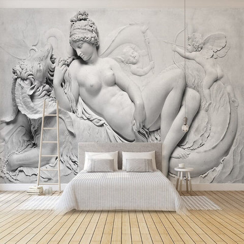 Image of Europa On the Bull Sculpture Relief Wallpaper Mural, Custom Sizes Available Wall Murals Maughon's Waterproof Canvas