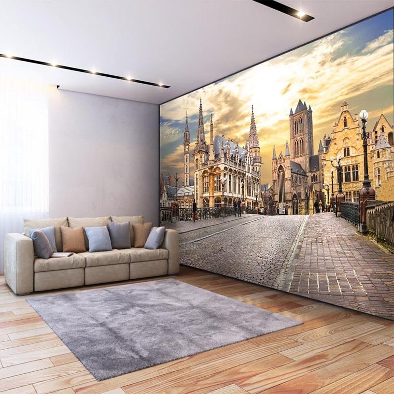 European Old City At Sunset Wallpaper Mural, Custom Sizes Available Wall Murals Maughon's