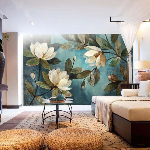 Image of European Painting Magnolias Wallpaper Mural, Custom Sizes Available Wall Murals Maughon's