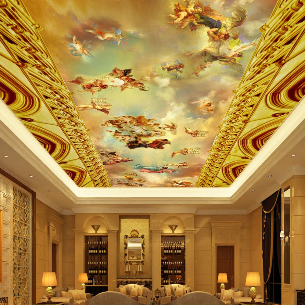 European Style Classical Oil Painting Ceiling Mural, Custom Sizes Available Ceiling Murals Maughon's