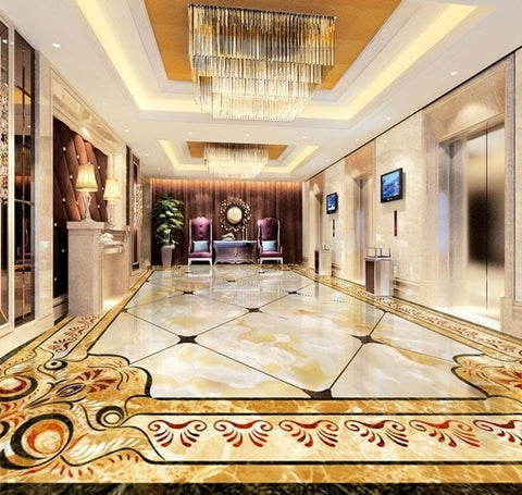 Image of European Style Rug Vinyl PVC Floor Mural, Self Adhesive, Custom Sizes Available