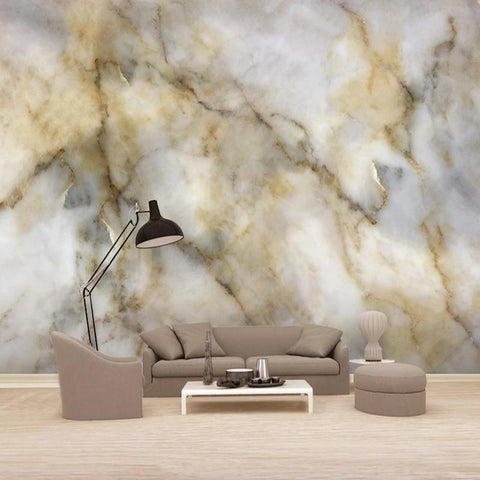 Image of Exquisite Yellow and Brown Marble Wallpaper Mural, Custom Sizes Available Maughon's