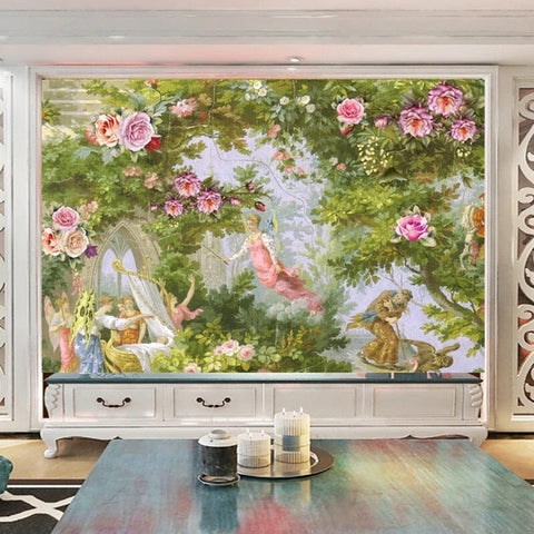 Image of Fairies and Roses Wallpaper Mural, Custom Sizes Available Wall Murals Maughon's