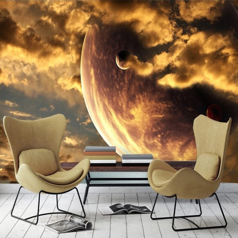 Fantasy Cloudy Planets Wallpaper Mural, Custom Sizes Available Wall Murals Maughon's