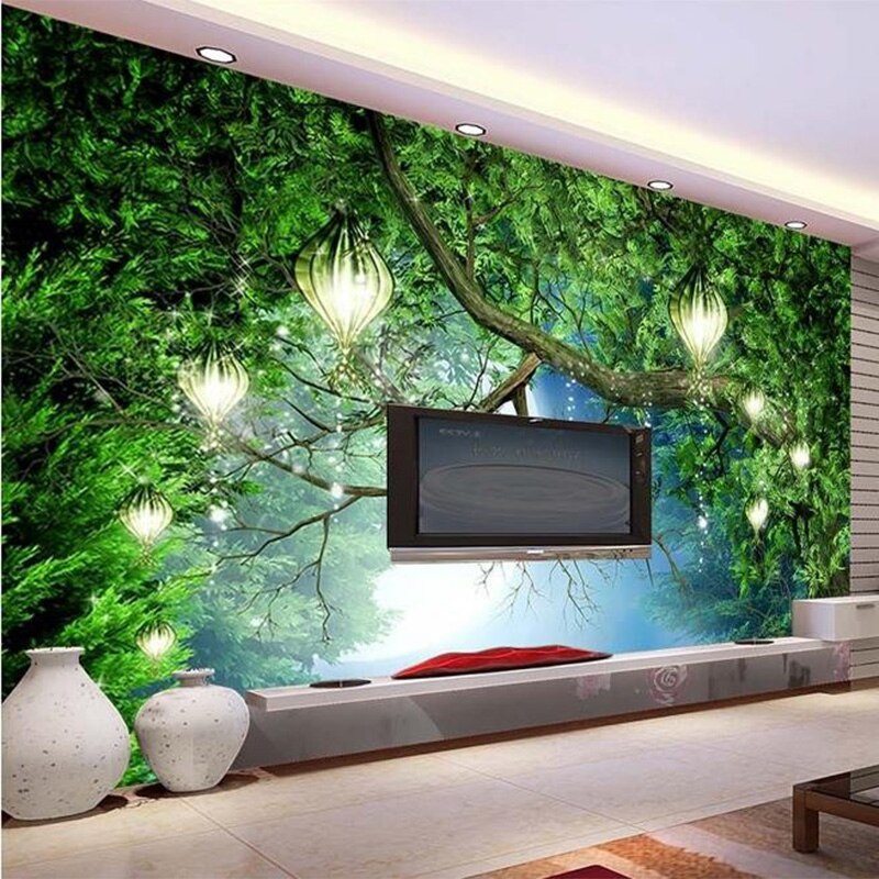 Fantasy Lantern Lit Forest Wallpaper Mural, Custom Sizes Available Wall Murals Maughon's