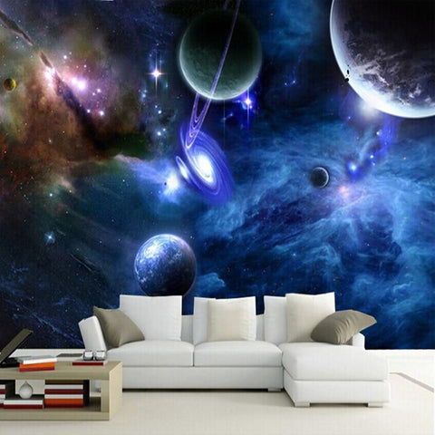 Image of Fantasy Planets and Stars Wallpaper Mural, Custom Sizes Available Household-Wallpaper Maughon's