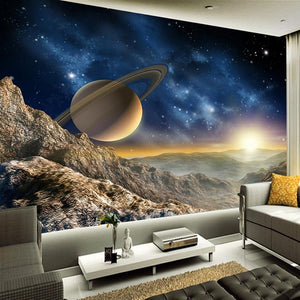 Fantasy Sunrise Over Rocky Planet Wallpaper Mural, Custom Sizes Available Household-Wallpaper Maughon's 