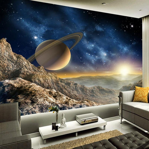 Image of Fantasy Sunrise Over Rocky Planet Wallpaper Mural, Custom Sizes Available Household-Wallpaper Maughon's