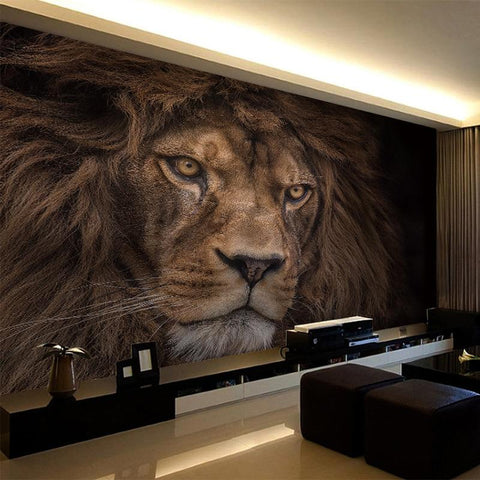 Image of Fierce Lion Wallpaper Mural, Custom Sizes Available Household-Wallpaper Maughon's