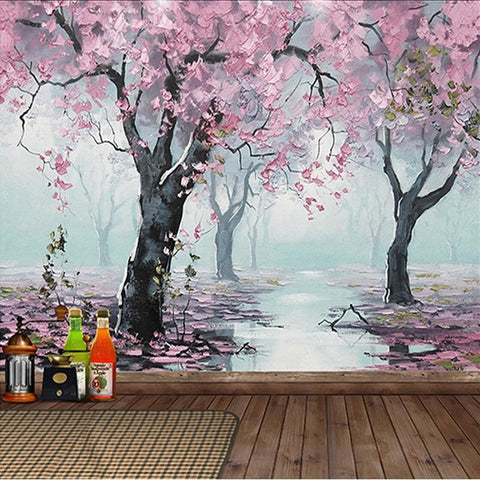 Image of Flowering Cherry Trees Wallpaper Mural, Custom Sizes Available Household-Wallpaper Maughon's