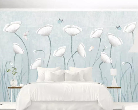 Image of Flowers And Butterflies Botanical Wallpaper Mural, Custom Sizes Available Wall Murals Maughon's