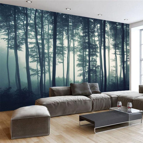Image of Foggy Forest Wallpaper Mural, Custom Sizes Available Maughon's