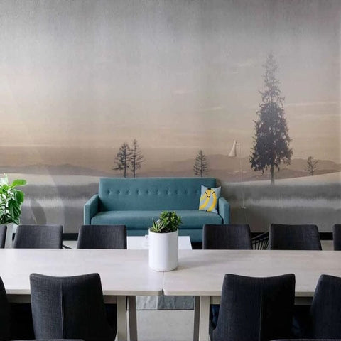 Image of Foggy Morning Landscape Wallpaper Mural, Custom Sizes Available Wall Murals Maughon's Waterproof Canvas