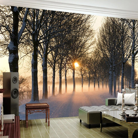 Image of Foggy Morning Road Self-Adhesive Wallpaper Mural, Custom Sizes Available Wall Murals Maughon's