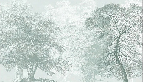 Image of Foggy Outline of Trees Wallpaper Mural, Custom Sizes Available Wall Murals Maughon's