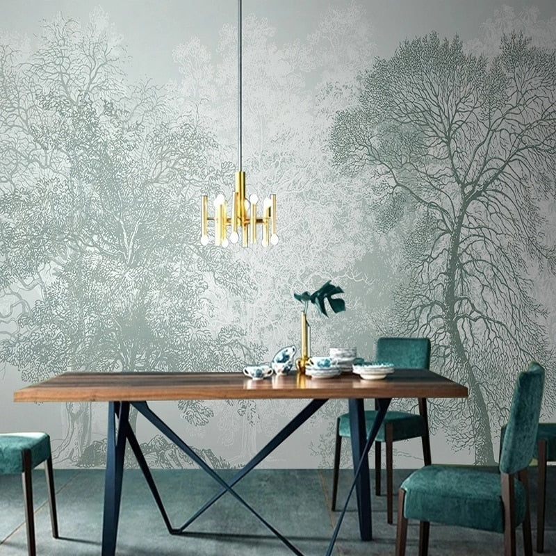 Foggy Outline of Trees Wallpaper Mural, Custom Sizes Available Wall Murals Maughon's Waterproof Canvas